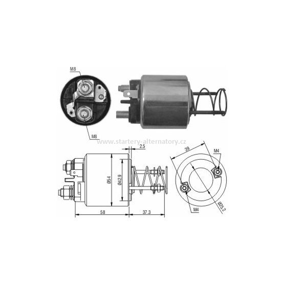 Spínací cívka VALEO 104604 CED540 182459, startéry: D9E137 D9E138 D9E237 D9E238 D9E276 D9E39, 12V
