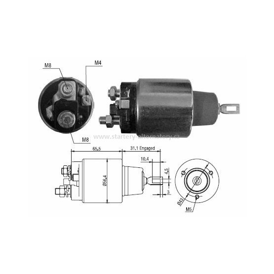 Spínací cívka BOSCH 9330331010 9330331510, startéry:0001218172 0001223002 0001223016 0001223021,12V