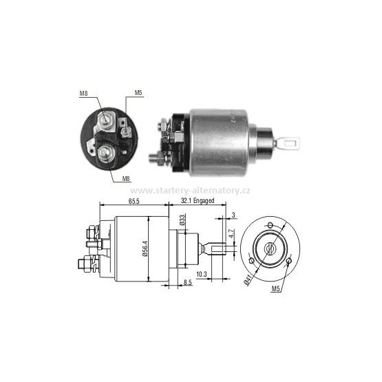 Spínací cívka BOSCH 0331303107, pro startéry: 0001108052, 0001108154, 12V
