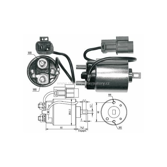 Spínací cívka HITACHI 211437506 211447610 211457601 211487508 211497605 2114T7208 2334317C00, 12V