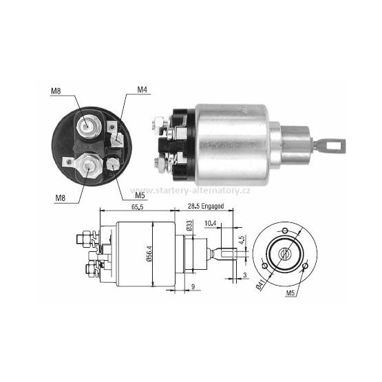 Spínací cívka BOSCH 0331303035, startéry: 0001108003, 0001110016, 0001314027, 0001314036, 12V
