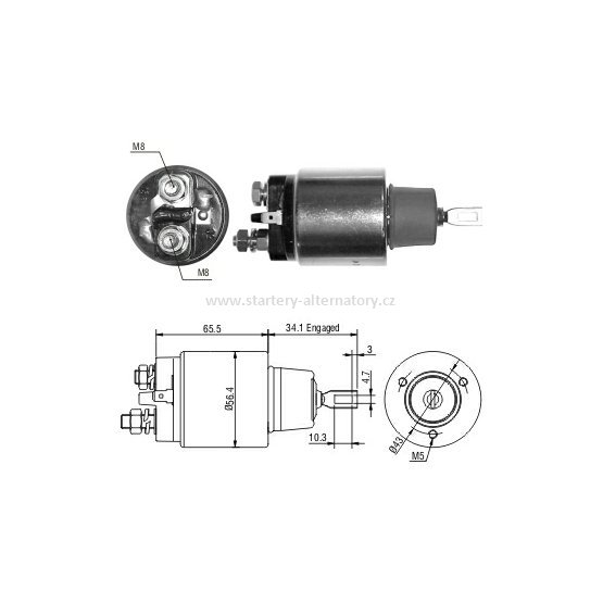 Spínací cívka BOSCH 9330331006, ZM975, startéry: 0001218168 9000331432 9000331433, 12V